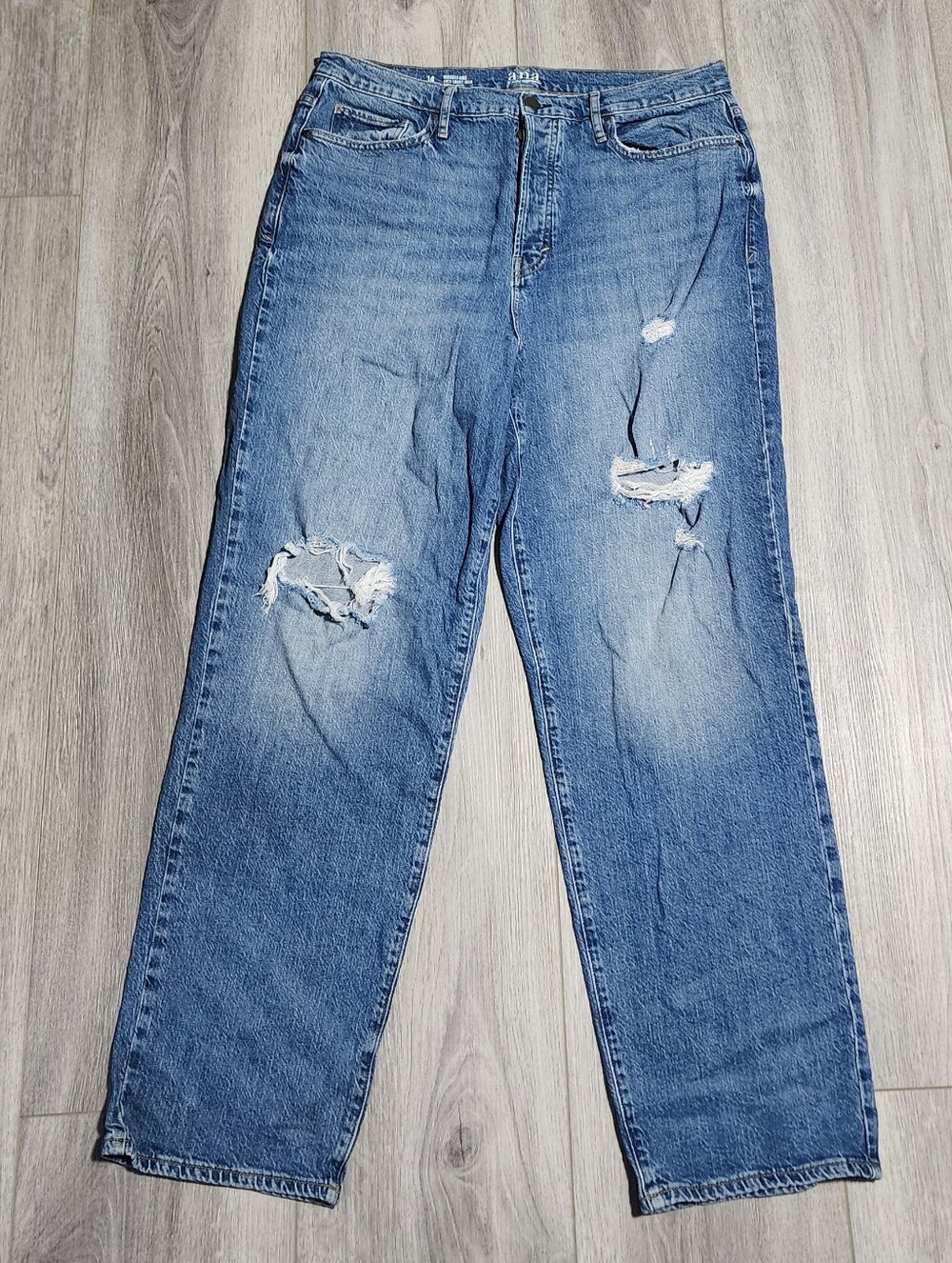 Ana Super High Highest Rise 90's Loose Distressed Jeans Womens Size 14